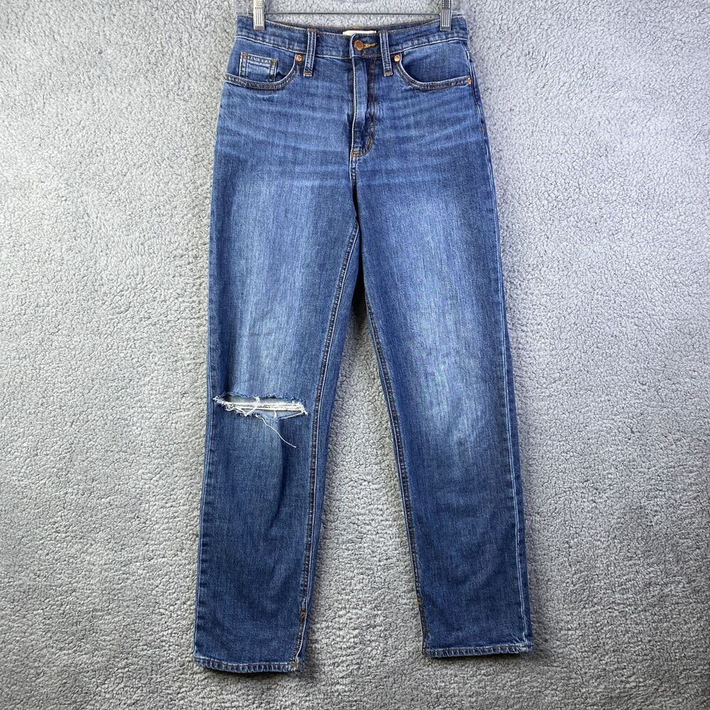 Universal Thread Jeans Womens 00 / 24R Mid Rise Girlfriend Crop Blue Pre-Owned